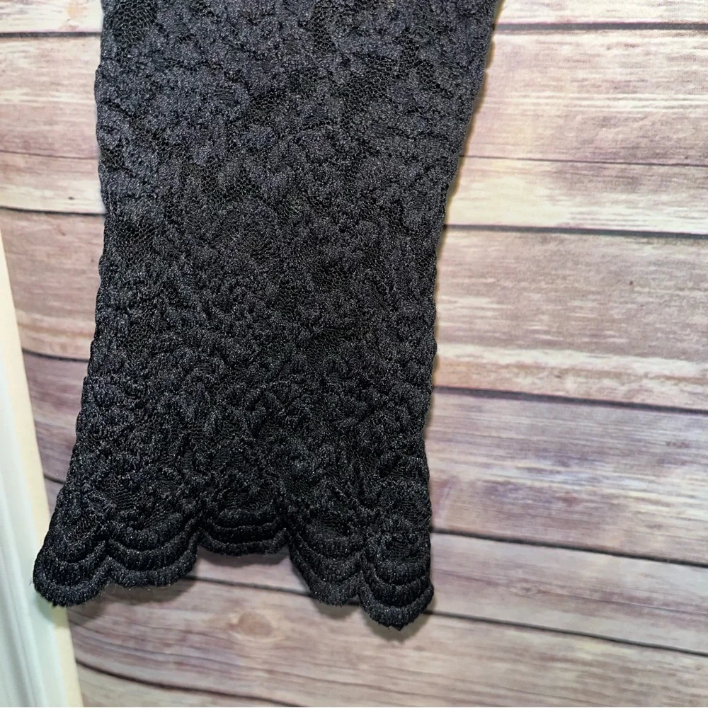 Vintage FORENZA Black Lace Long-Sleeve Bell Sleeve Top Size Medium C4